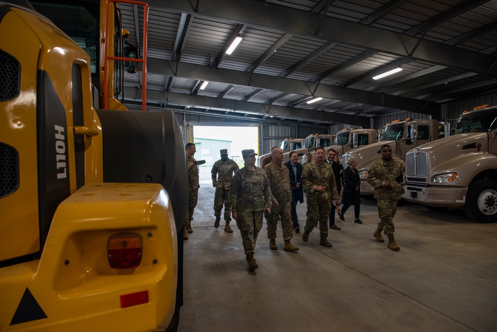 Ramstein AB leadership hosts German dignitaries during a tour of Pirmasens storage facility