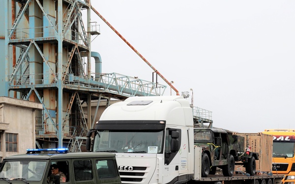 Soldiers from the 793rd MCT, 7th MSC make U.S. cargo transport history in Montenegro
