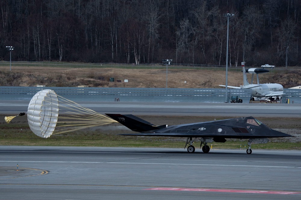 F-117 Nighthawks land at JBER during Northern Edge