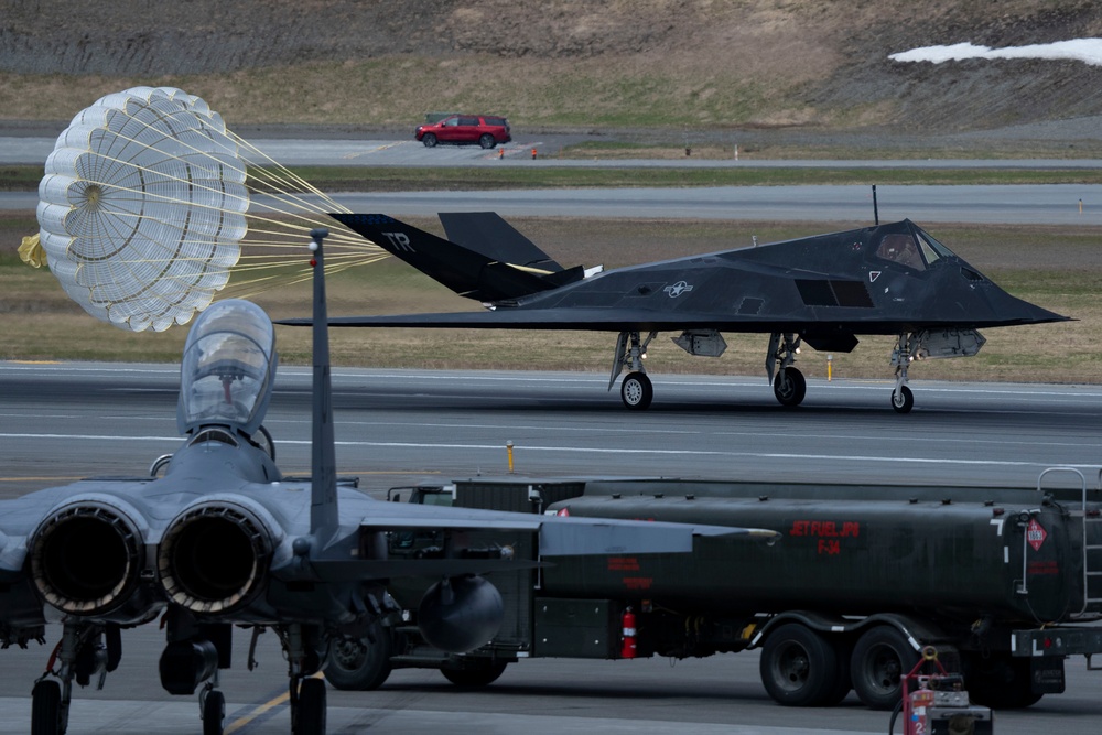 F-117 Nighthawks land at JBER during Northern Edge