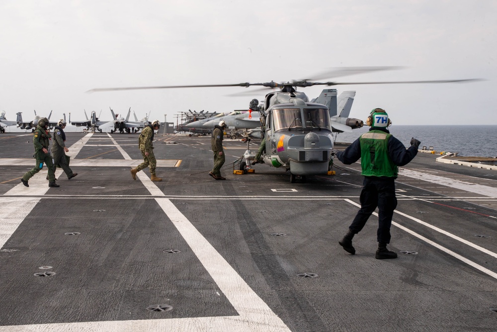 German Navy Helicopter Lands on USS Ford