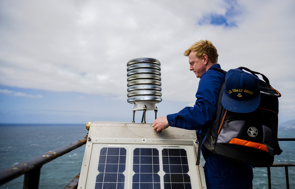 Petty Officer 2nd Class Paul Fuston maintains California central coast lighthouses.