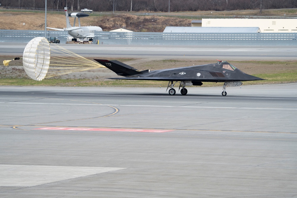 F-117 Nighthawks land at JBER for Northern Edge 23-1