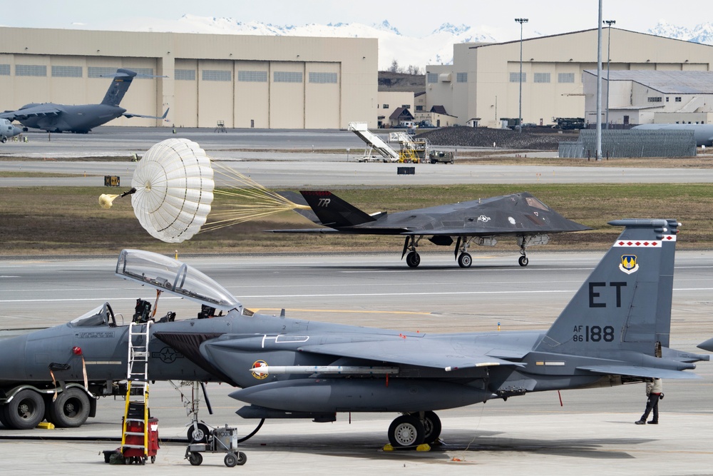 F-117 Nighthawks land at JBER for Northern Edge 23-1