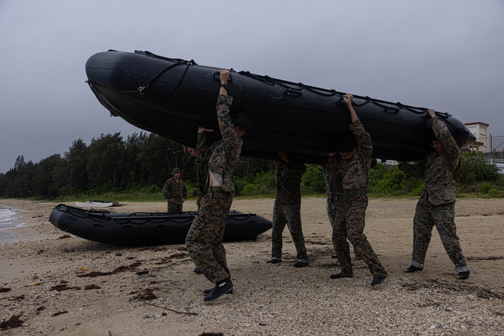 U.S. Marines with Combat Logistics Battalion 4 conduct a Bushido Combat Rubber Raiding Craft Resupply training event