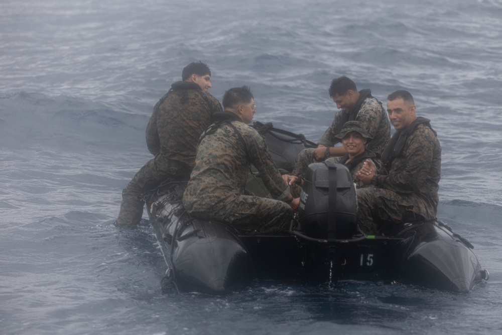 U.S. Marines with Combat Logistics Battalion 4 conduct a Bushido Combat Rubber Raiding Craft Resupply training event