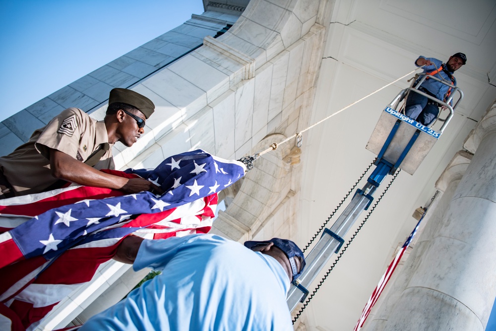 U.S. Flag Hanging in the Memorial Amphitheater