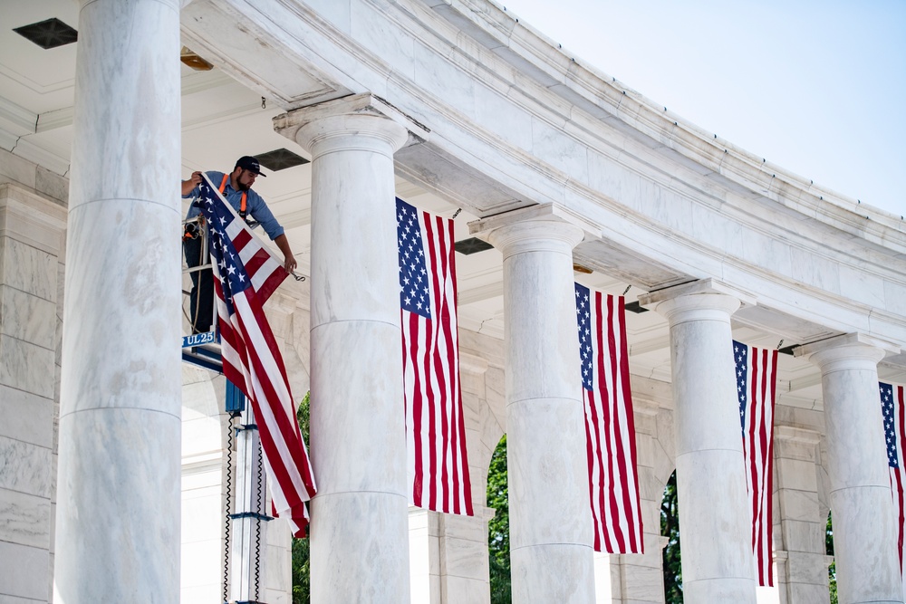 U.S. Flag Hanging in the Memorial Amphitheater