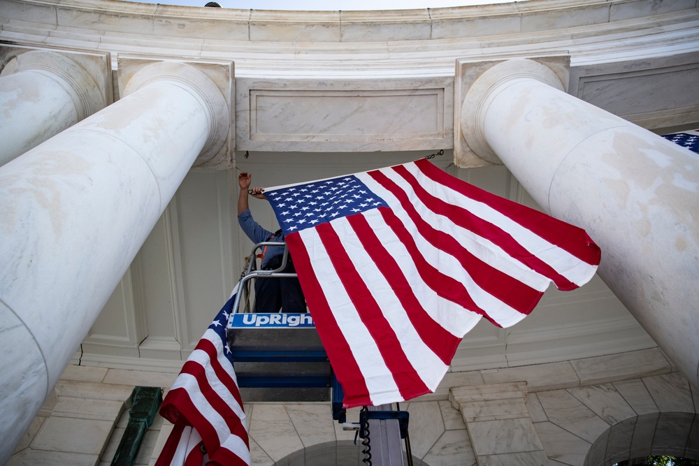 U.S. Flag Hanging in the Memorial Amphitheater