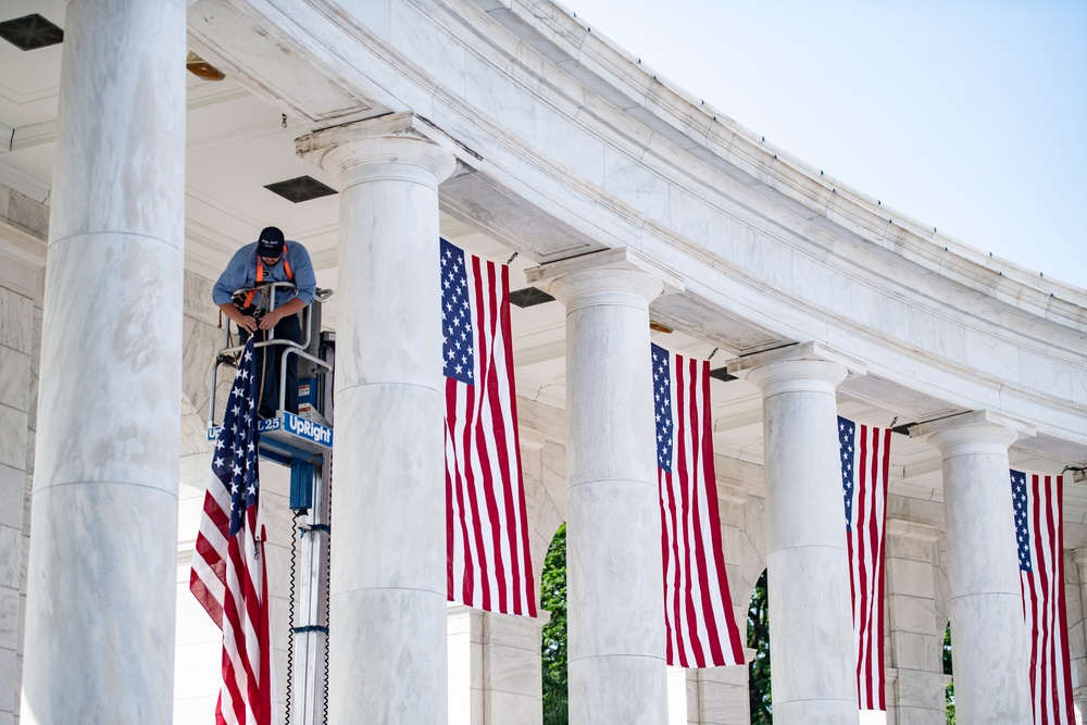 U.S. Flag Hanging in the Memorial Amphitheater