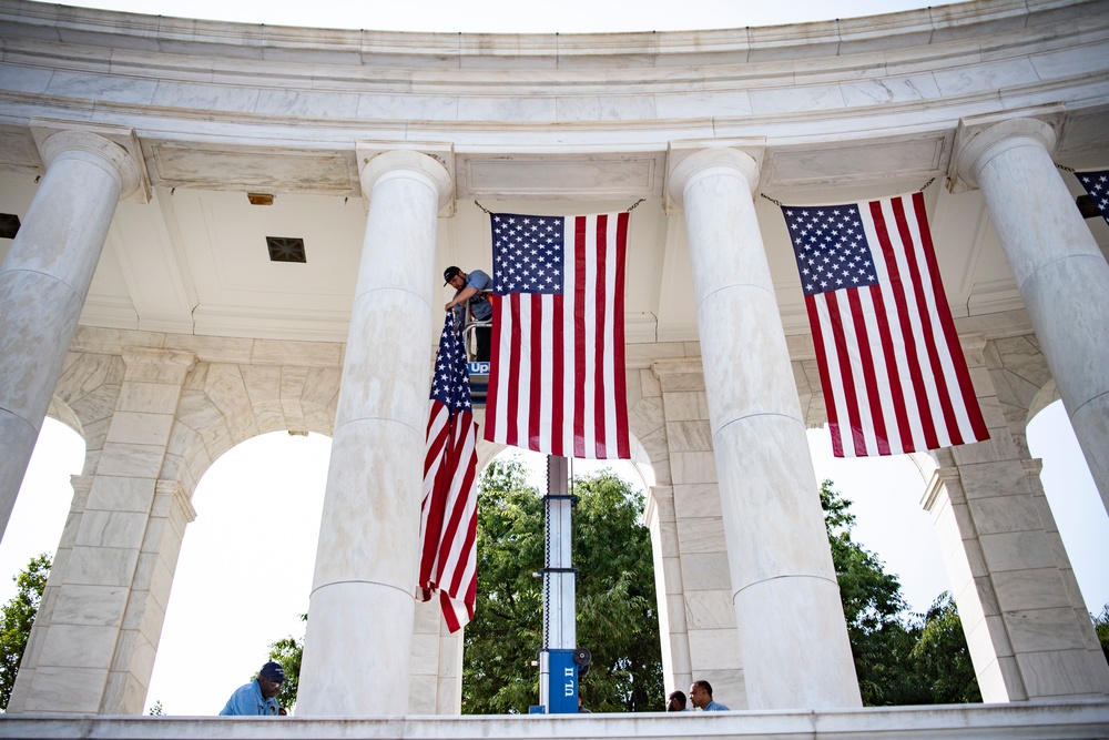 U.S. Flag Hanging in the Memorial Amphitheater