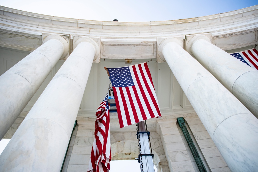 U.S. Flag Hanging in the Memorial Amphitheater