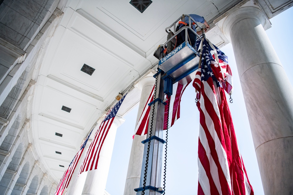 U.S. Flag Hanging in the Memorial Amphitheater