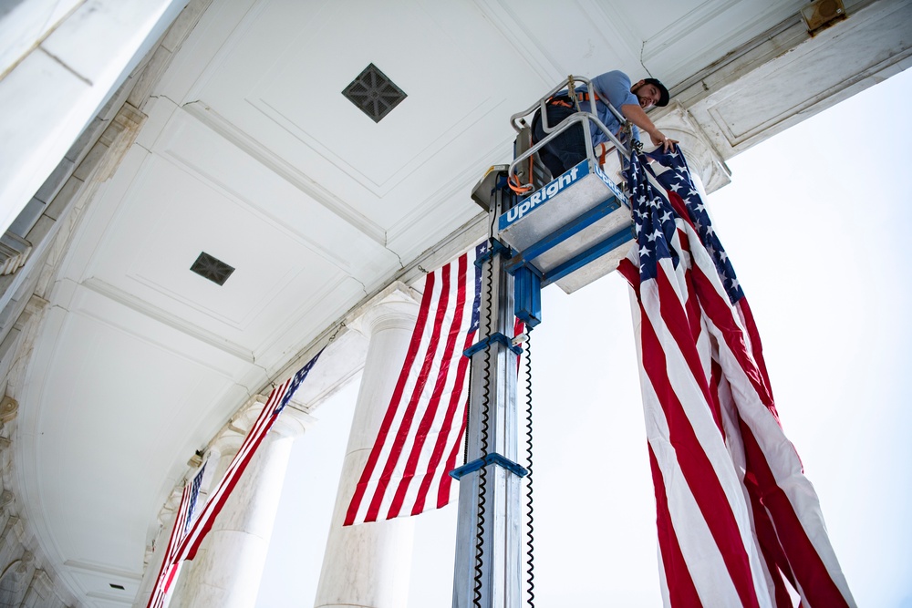 U.S. Flag Hanging in the Memorial Amphitheater