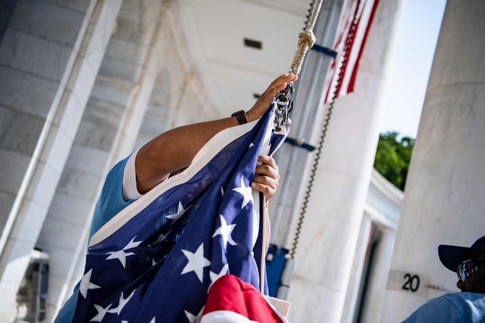 U.S. Flag Hanging in the Memorial Amphitheater