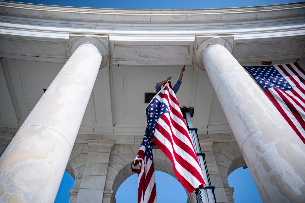 U.S. Flag Hanging in the Memorial Amphitheater