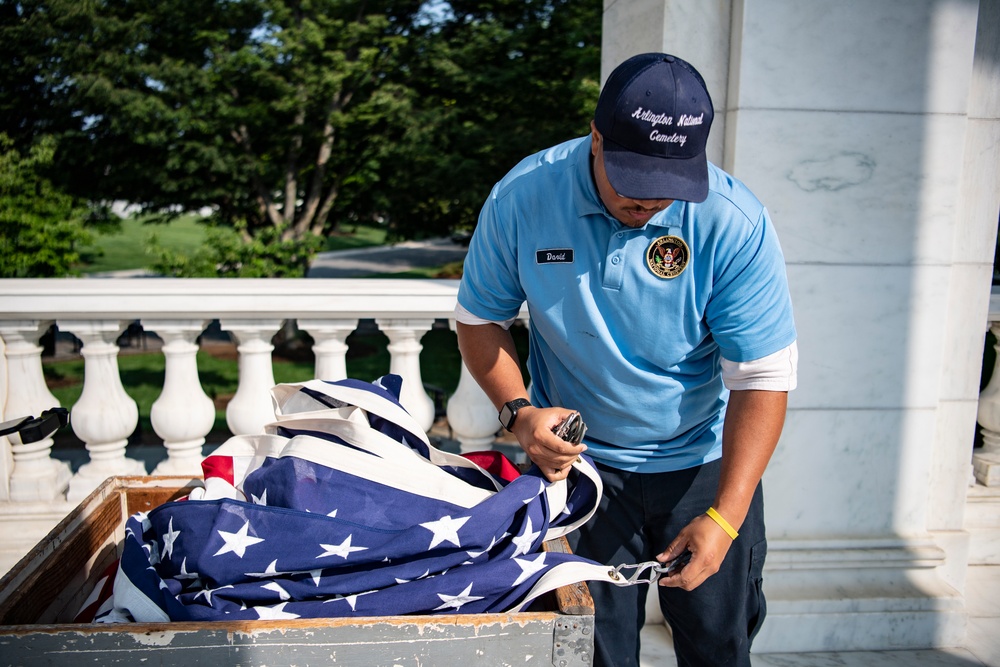 U.S. Flag Hanging in the Memorial Amphitheater