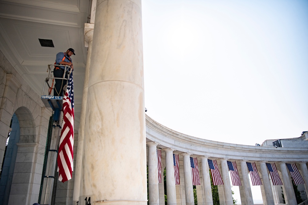 U.S. Flag Hanging in the Memorial Amphitheater