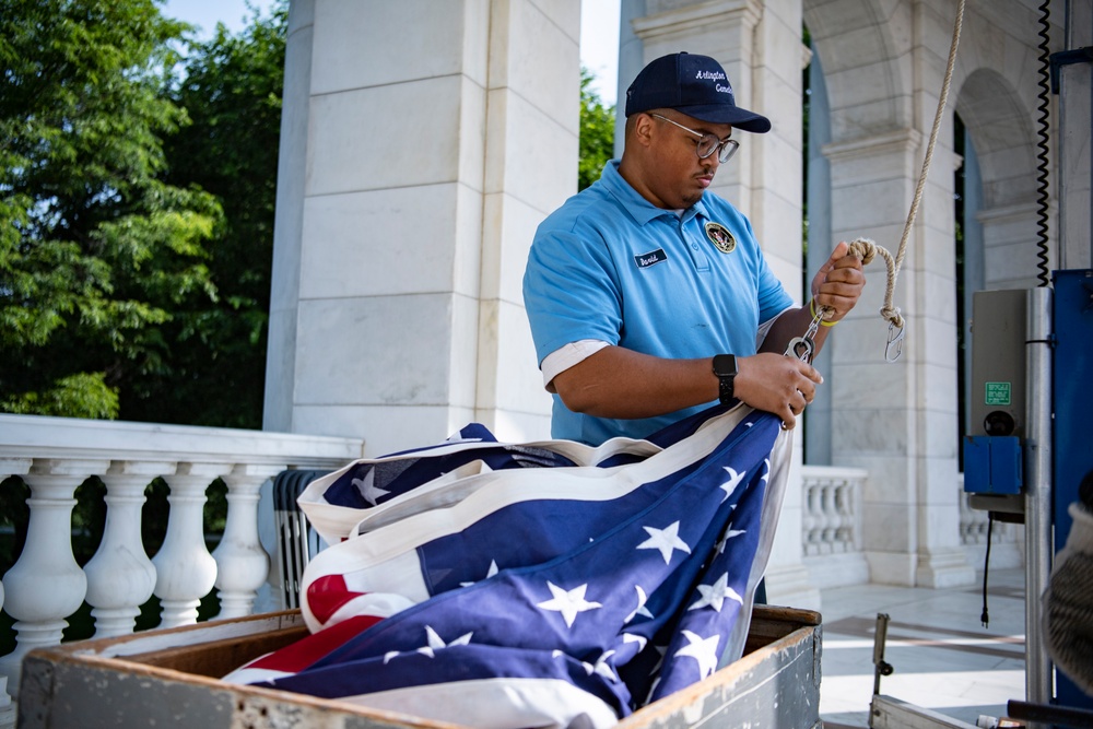 U.S. Flag Hanging in the Memorial Amphitheater