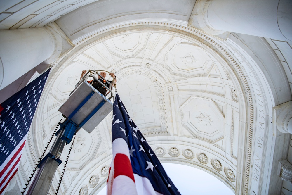 U.S. Flag Hanging in the Memorial Amphitheater