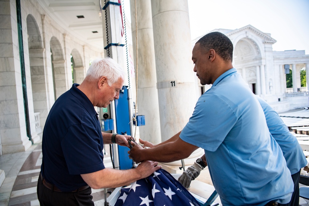 U.S. Flag Hanging in the Memorial Amphitheater