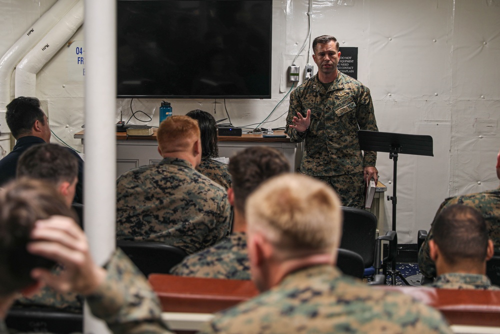 USS Carter Hall Conducts Protestant Services