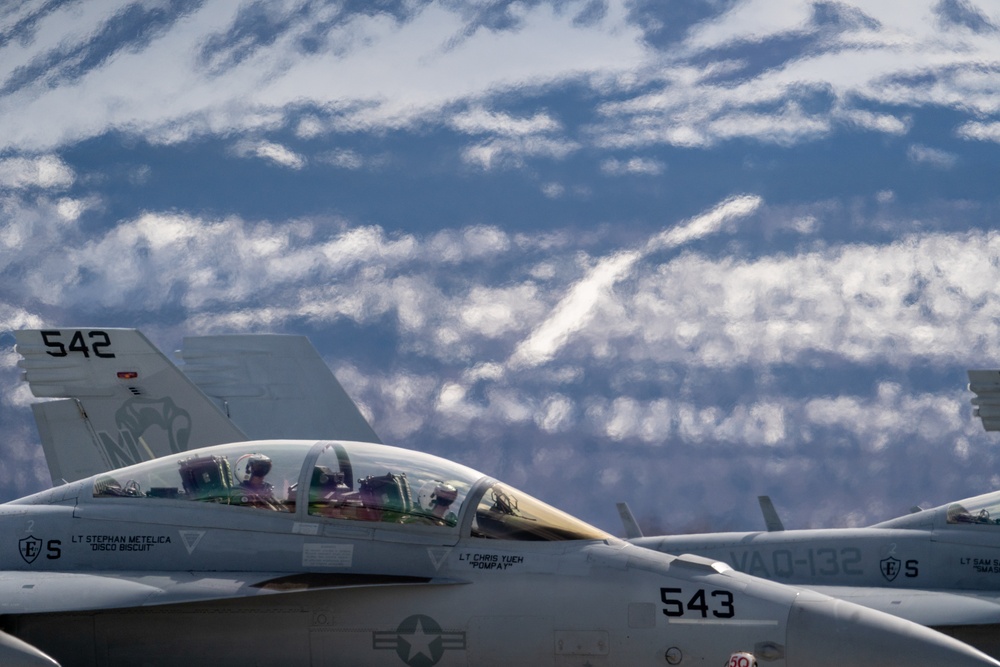 U.S. Navy EA-18G Growlers prepare for flight during Northern Edge 23-1