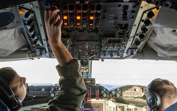 KC-135 refuels Raptors during Northern Edge 23-1
