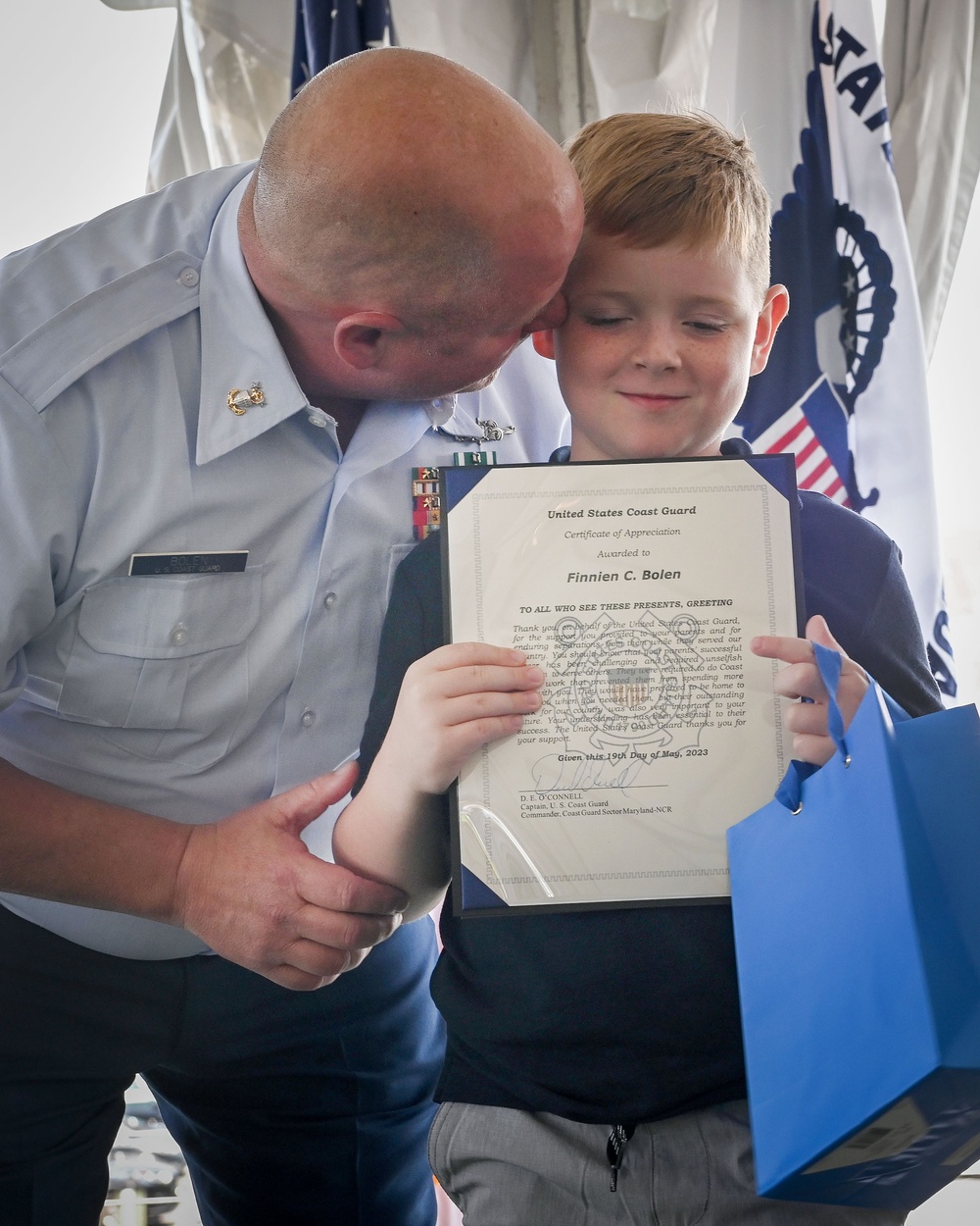 Certificate of Appreciation for Coast Guard child