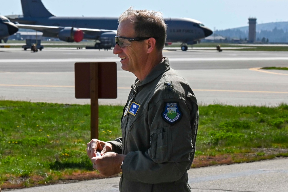 18th AF commander Maj. Gen. Corey Martin visits Fairchild AFB