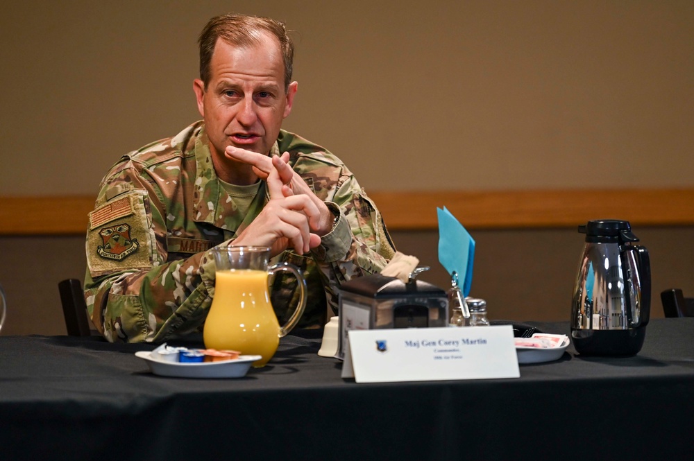 18th AF commander Maj. Gen. Corey Martin visits Fairchild AFB