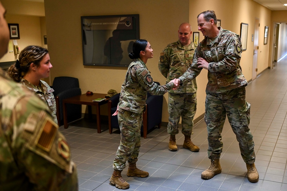 18th AF commander Maj. Gen. Corey Martin visits Fairchild AFB