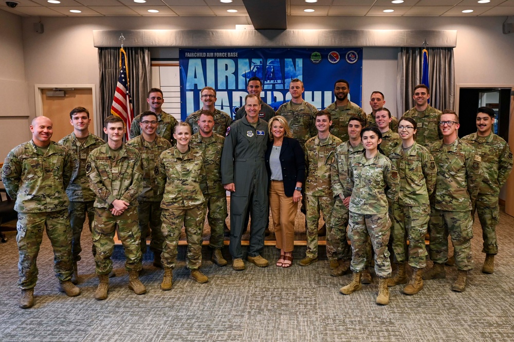 18th AF commander Maj. Gen. Corey Martin visits Fairchild AFB