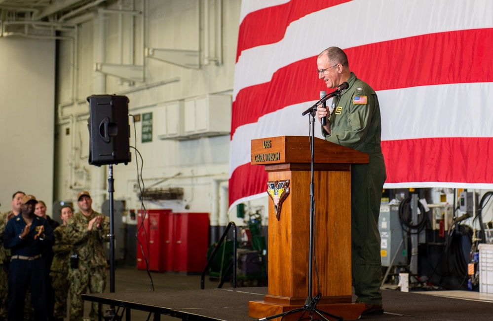 USS Carl Vinson (CVN70) Conducts All-Hands Call