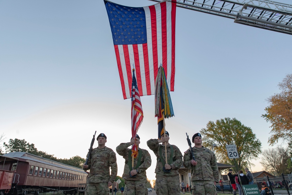 Soldiers perform presentation of colors