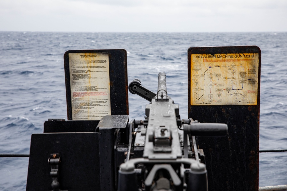 USS Robert Smalls (CG 62) Conducts 50-caliber Gun Shoot