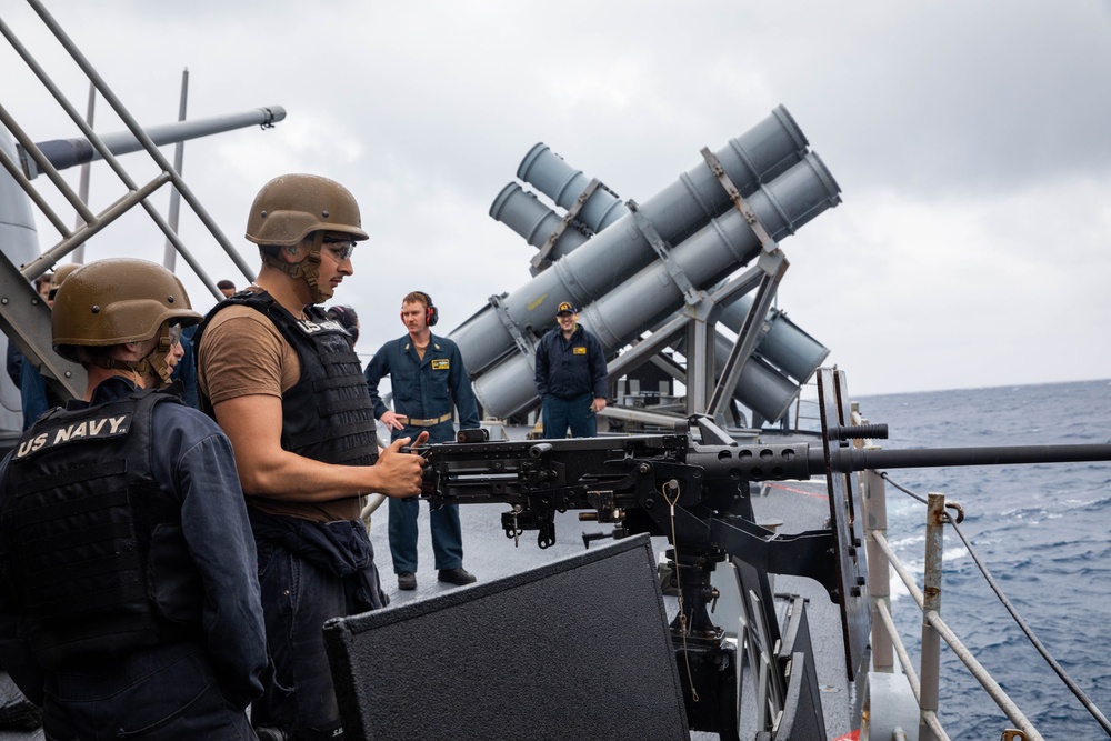 USS Robert Smalls (CG 62) Conducts 50-caliber Gun Shoot