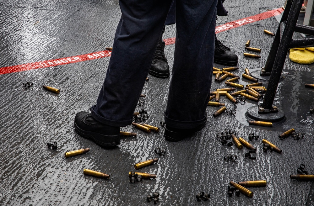 USS Robert Smalls (CG 62) Conducts 50-caliber Gun Shoot