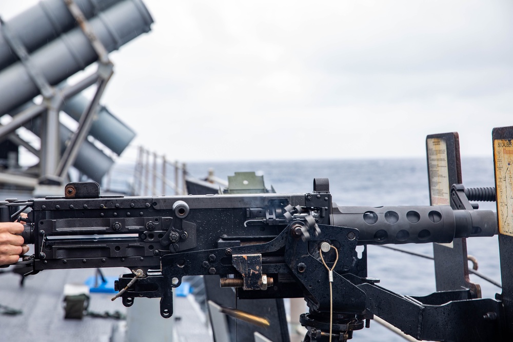 USS Robert Smalls (CG 62) Conducts 50-caliber Gun Shoot