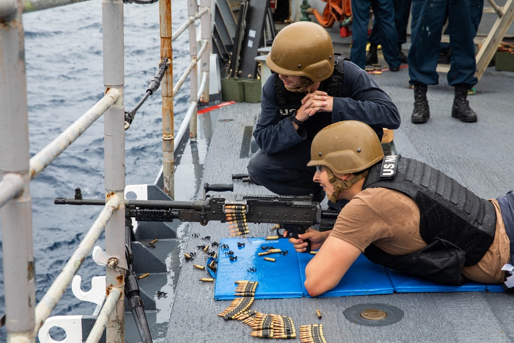 USS Robert Smalls (CG 62) Conducts 50-caliber Gun Shoot