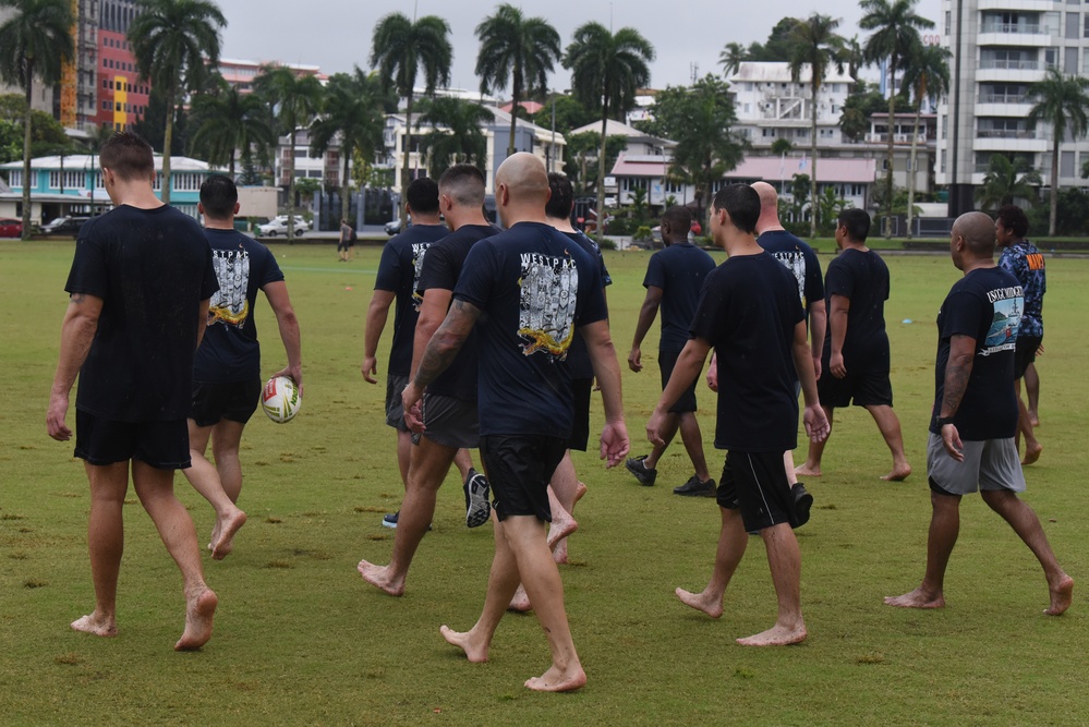 U.S. Coast Guard Cutter Midgett interacts with Fijian navy