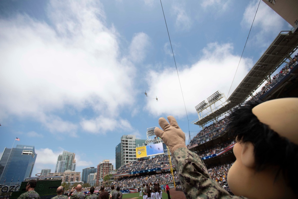 The &quot;Raptors&quot; of HSM-71 Conducts a Flyover of Petco Park during San Diego Padres Game