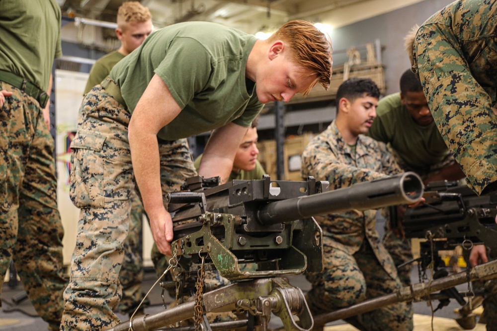 USS Carter Hall Conducts Weapons Familiarization