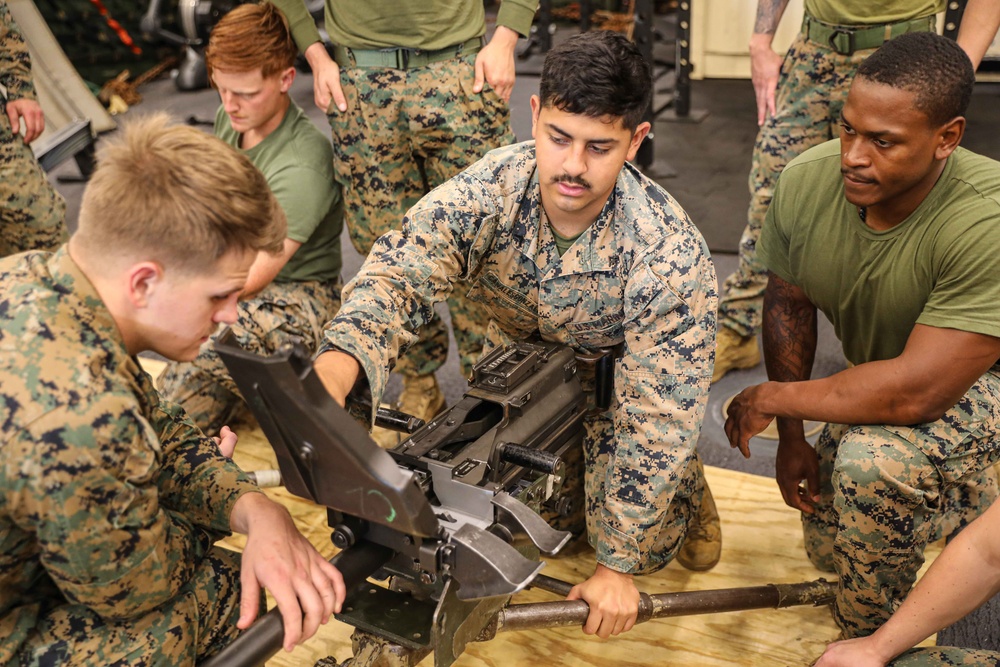 USS Carter Hall Conducts Weapons Familiarization