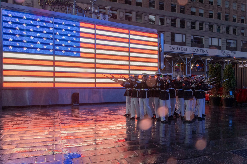 Marine Corps Silent Drill Platoon Performs at Times Square