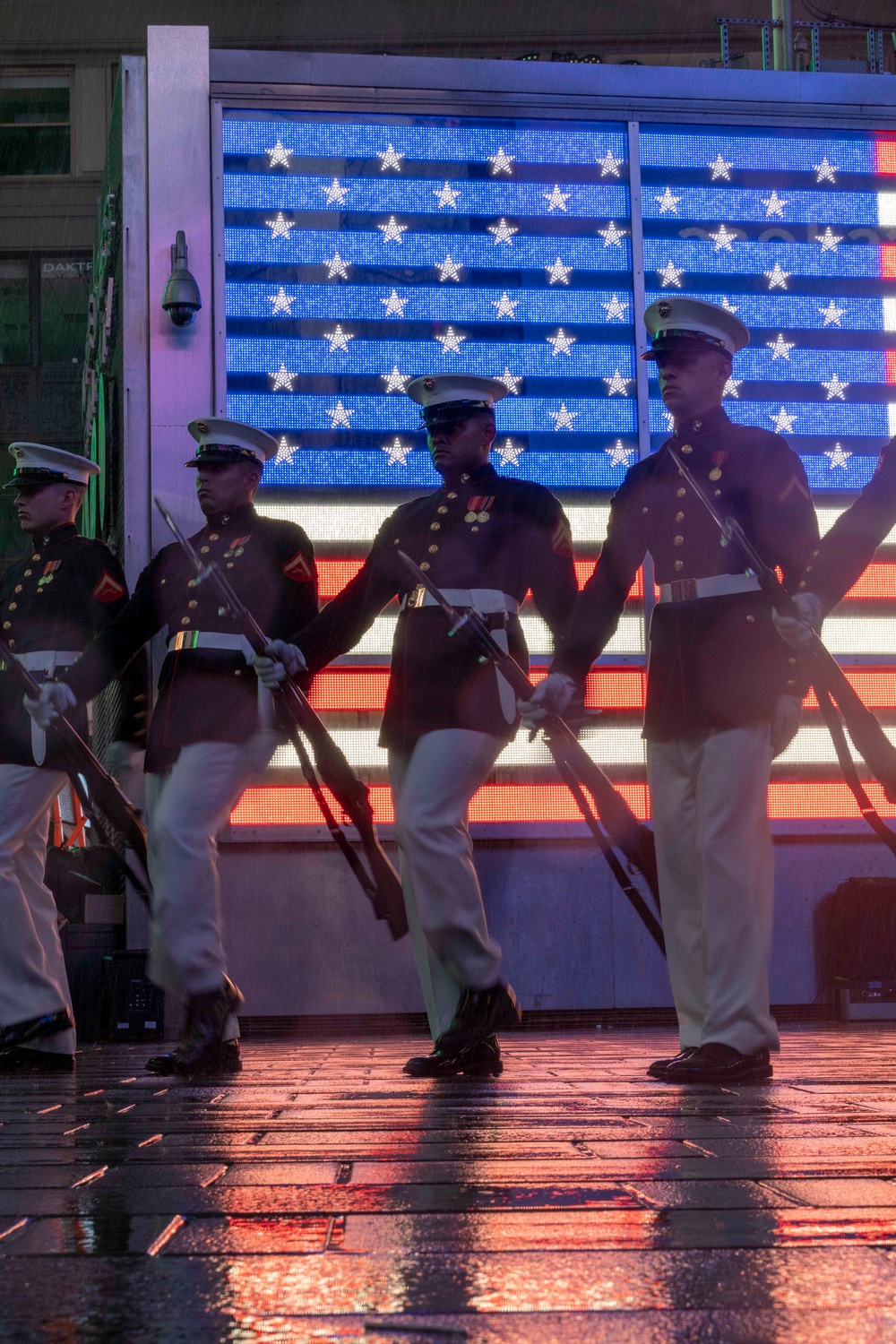 Marine Corps Silent Drill Platoon Performs at Times Square