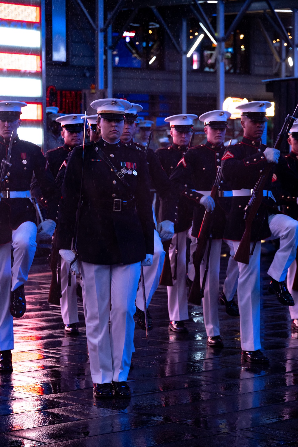 Marine Corps Silent Drill Platoon Performs at Times Square