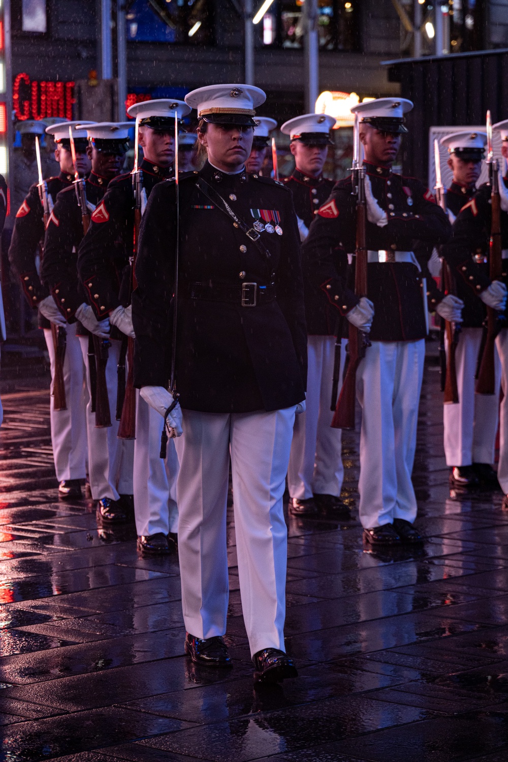 Marine Corps Silent Drill Platoon Performs at Times Square