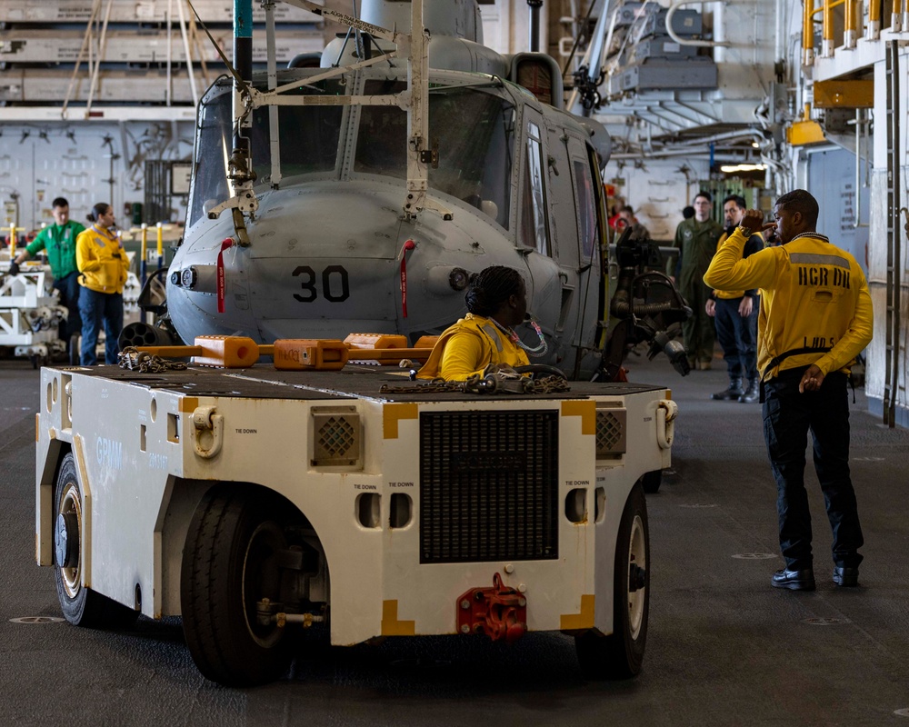 USS Bataan transports aircraft