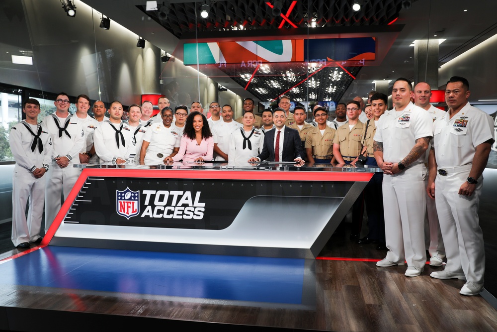 Sailors and Marines Tour NFL RedZone Studio During LAFW
